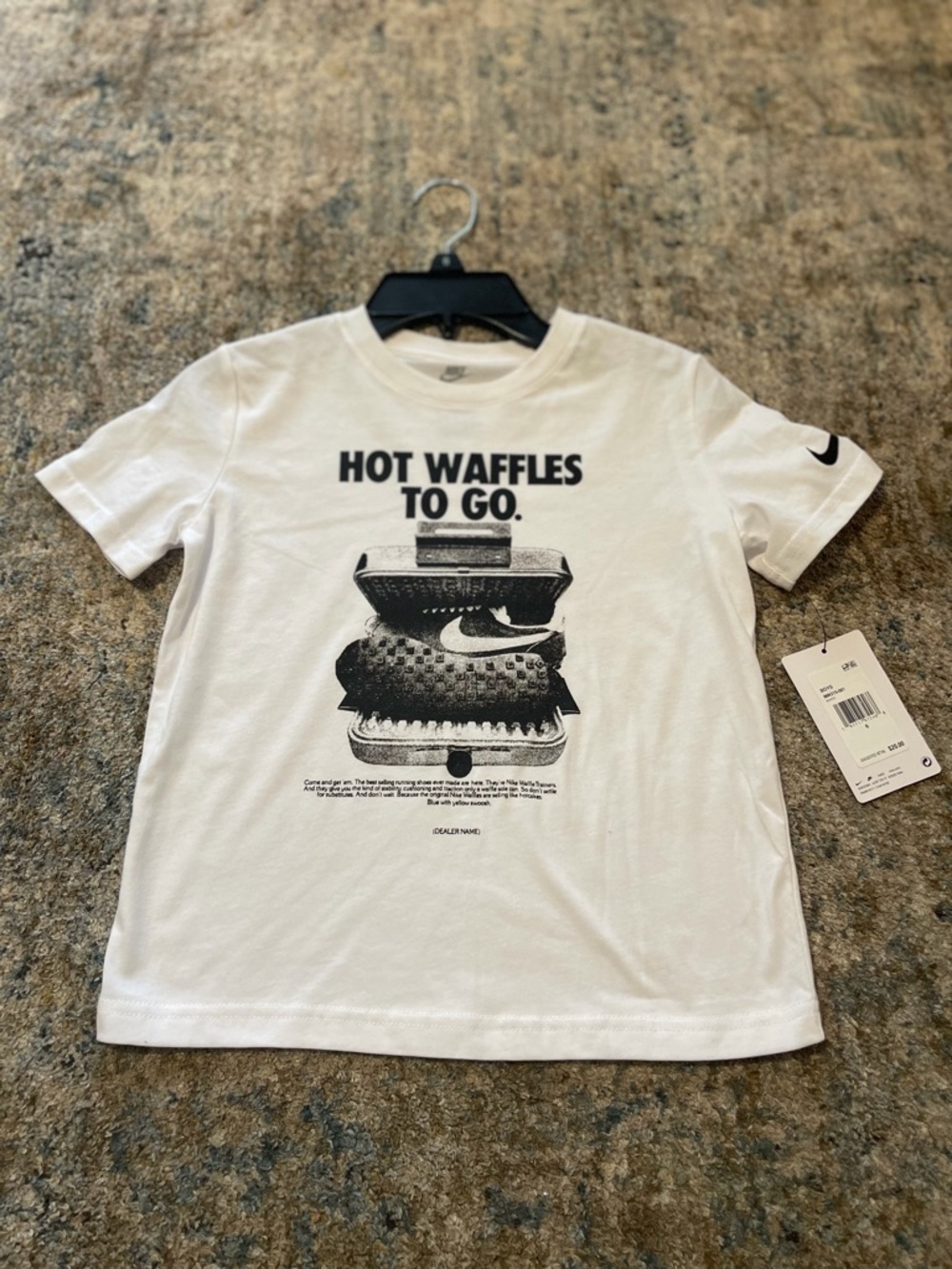 Boys Nike White & Black 'Hot Waffles To Go' Graphic Tee
